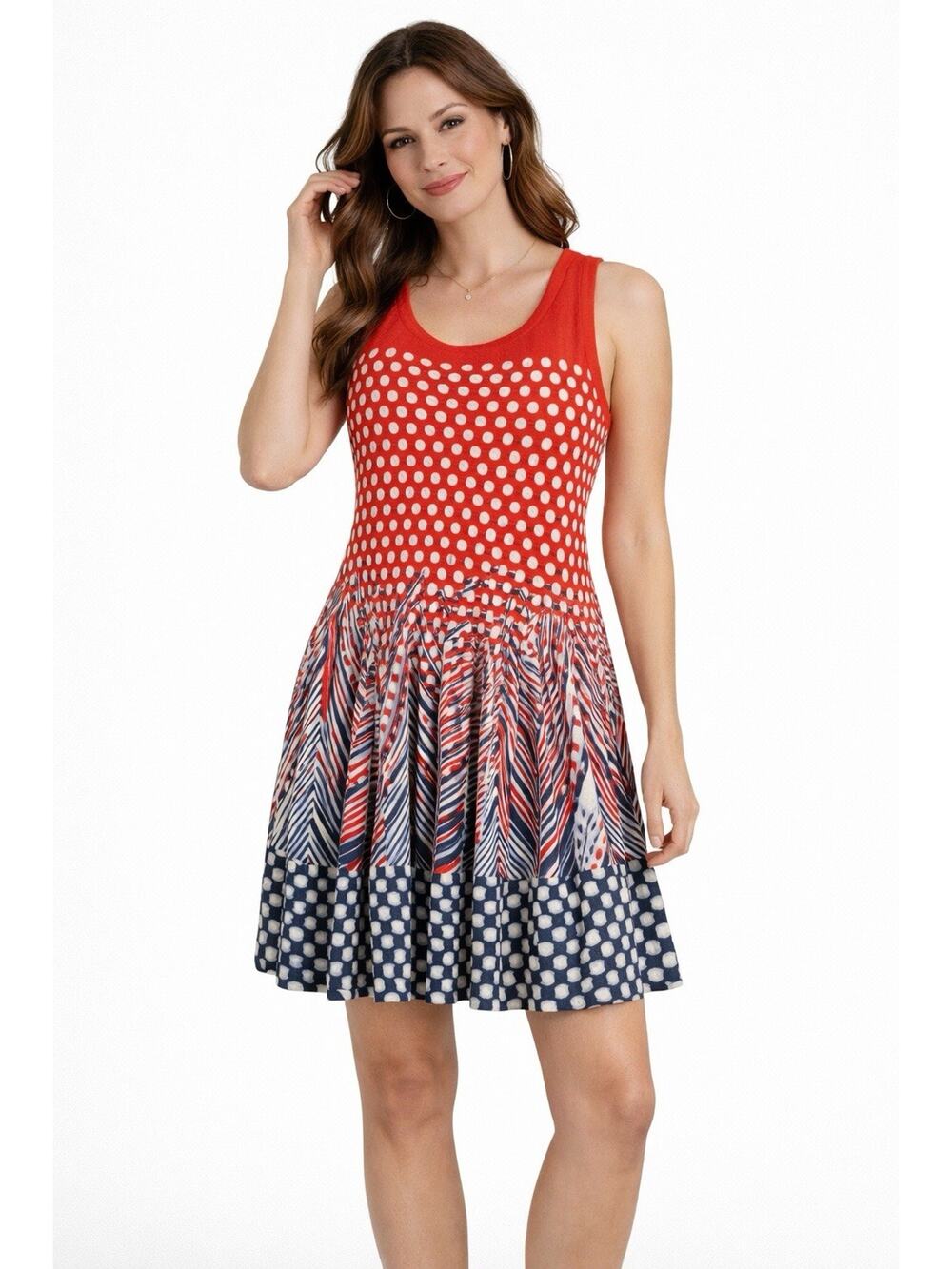 Nic + Zoe Geometric A-Line Dress Modal Cotton Preppy Artsy Summer Womens XL